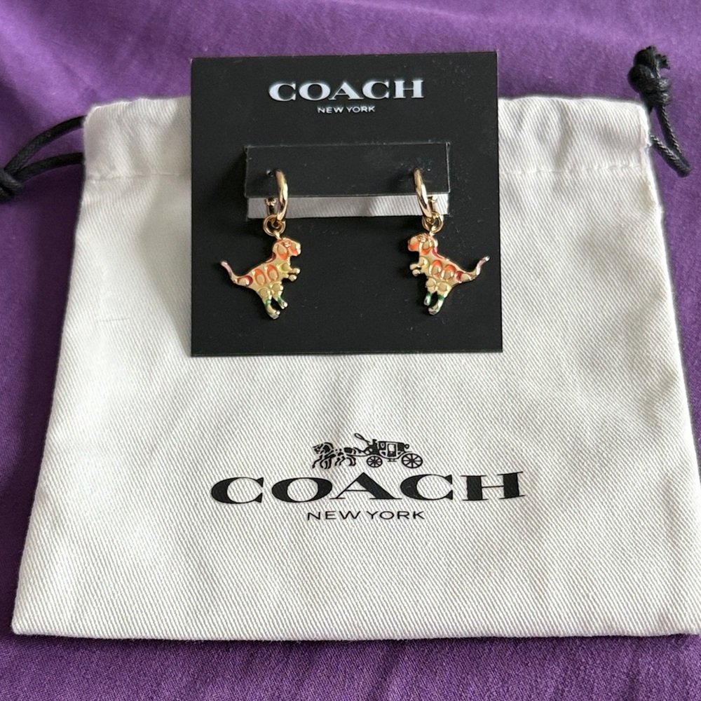 Coach Gold Dinosaur Earrings
